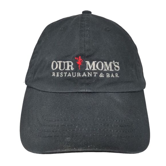 Our Mom's Restaurant & Bar Strapback Hat Black One Size Embroidered - Picture 1 of 8
